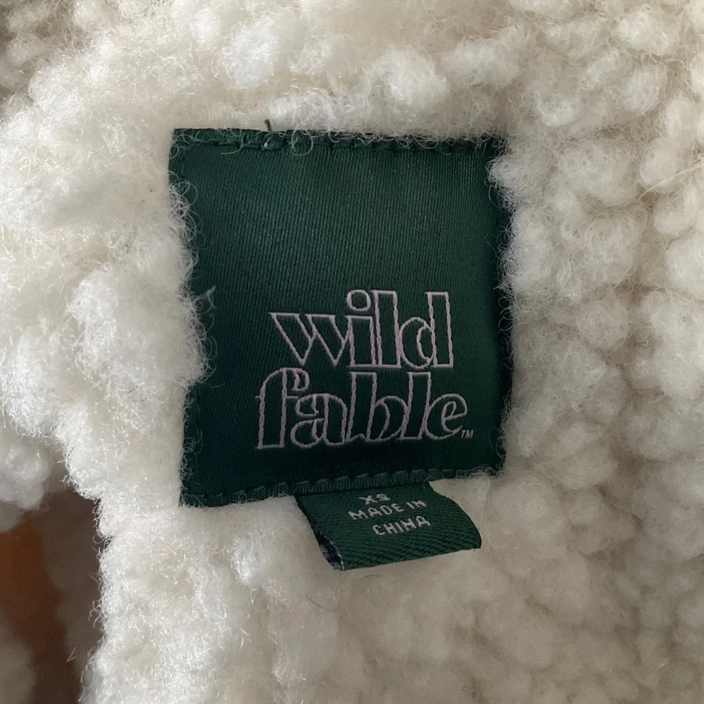 Wild Fable Womens Beige‎ Faux Suede Shearling Cropped Jacket XS Festival